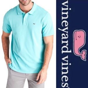 Vineyard Vines heathered blue polo shirt